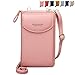 Portefeuille Femme Sac À Bandoulière en PU Cuir Porte Monnaie Téléphone Portable Mini Pochette Porte Carte Épaule Portefeuille Sac pour Cadeau de Noël Saint-Valentin (Rose)