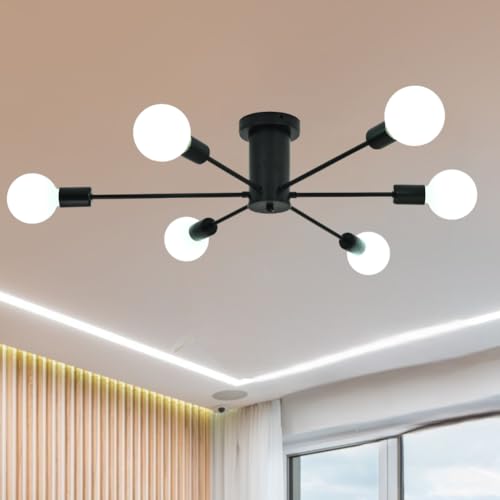 FLAMWILD Ceiling Light Fixture, Modern Sputnik Chandelier, Mid Century Industrial