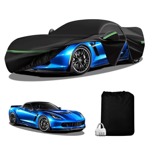 Image of for Corvette 2014-2019 C7 Car Cover 210D Outdoor Waterproof UV Protection, with Cotton Layer, Zipper Door, Reflective Strip, Storage Bag, for Chevy C7