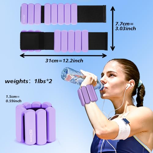 Image of Wrist Ankle Weights for Women 2 Pack(1lb Each), Ideal for Strength Training | Adjustable Silicone Wearable Arm and Leg Weights for Pilates, Gym, Yoga, Cardio. Waterproof, Anti slip, Sweat Proof