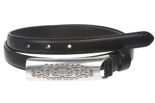 Womens Embossed Rectangular Skinny Stitch Leather Belt2
