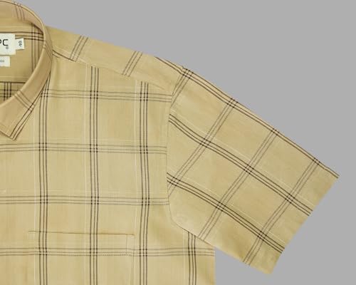 Image of GHPC 100% Cotton Checkered Half Sleeves Regular Fit Formal Shirt for Men