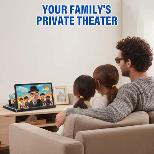 Image of 2026 Upgraded Big Screen Phone Magnifier, HD Screen Expander, Foldable Phone Stand with Movie Screen Amplifier for Travel, Portable 3D Magnifying Screen (Black, 12in)