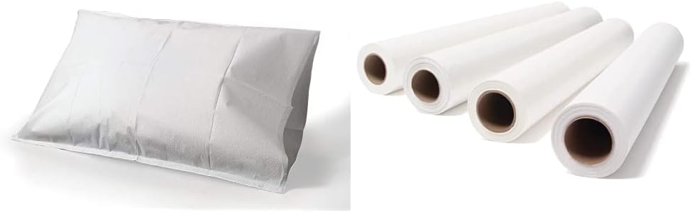 TIDI Single-Use Pillowcases, White, 21" x 30" (Pack of 100) & n Papers Exam Table Paper, White, 21" x 125” (Pack of 12) : Industrial & Scientific