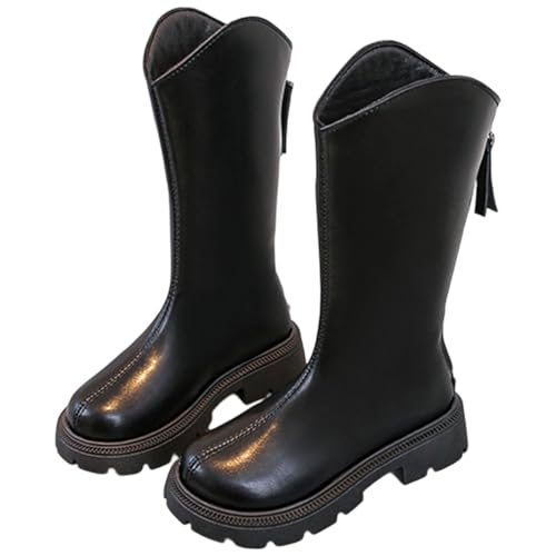Toddler Girls Mid Calf Boots PU Leather Zipper Riding Boots Non Slip Boots Warm Winter Shoes for Kids