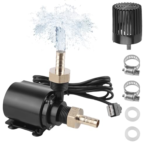 Juego de bomba de agua USB con rosca exterior, 500 L/H 4 W, bomba sumergible USB, bomba de acuario, pequeña bomba de agua, bomba de filtro con cable de 1,5 m, 2 boquillas de latón para acuario
