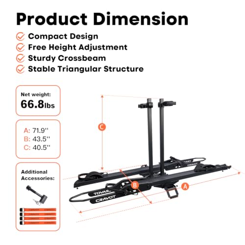 Image of CRAVOT E2 Plus Hitch E-Bike Rack with Integrated Ramp,200lbs Capacity