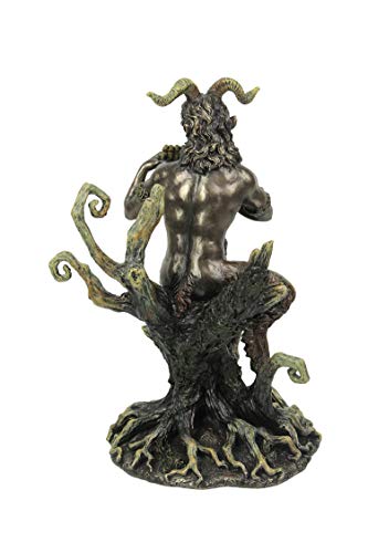 Estatua de Pan en resina con acabado bronce 9.5 pulg miniatura 3