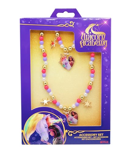 Joy Toy - Unicorn Academy Schmuckset: Halskettchen und Armband aus Plastik mit Sternen und Charms