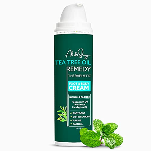 Ali & Shay Tea Tree Oil Athletes Foot & Body Cream - Helps & Soothes Irritated Itchy Skin, Body Acne - Repair Cracked Heel Dry, Callused Feet & Toenail Treatment Moisturizing Lotion Remedy Creams 5oz