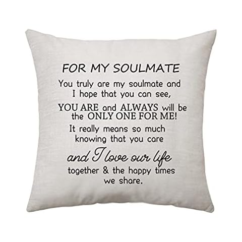 Aconesong Inspired Quotes Pillow Cover For My Soulmate Gifts for Her/ Him Anniversary Valentines Present Throw Pillow Cover 45 x 45 cm Home Safe Decor Cover