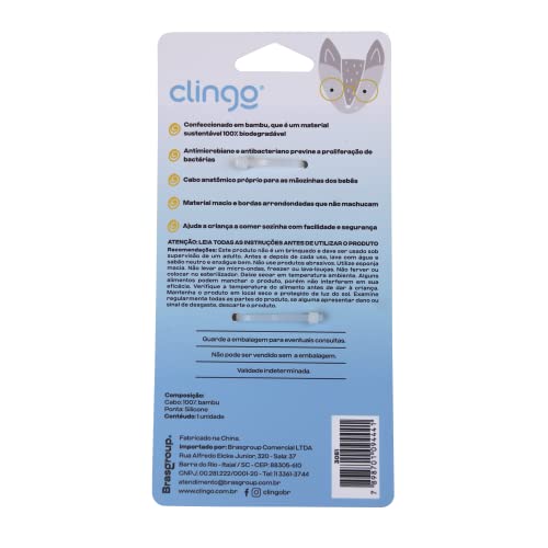 Clingo Colher De Bambu E Silicone Mostarda