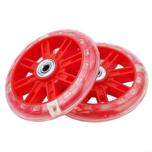 TLTLT Micro Rear Wheels Sturdy Kids LED Scooter Wheels, Flash Lights, Bearings (Red)