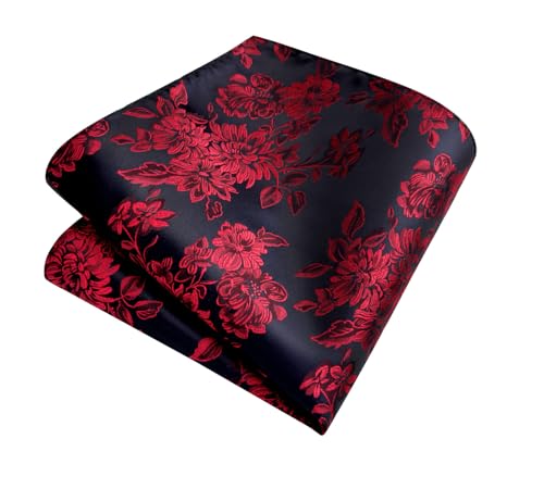 Image of Enlision Ties for Men Floral Tie Handkerchief Cufflinks Set Formal Flower Classic Mens Necktie & Pocket Square Wedding