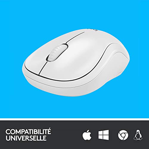 Logitech M220 Silent Souris sans Fil, 2.4 GHz avec Récepteur USB, Résolution Capteur 1000 PPP, Pile 18 Mois, Ambidextre, Compatible avec PC, Mac, Ordinateur Portable - Blanc