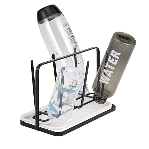 eluno 6-Bottle Drying Rack - for Sodastream, for Air Up, Baby & Sports Bottles, Glasses Holder, Black
