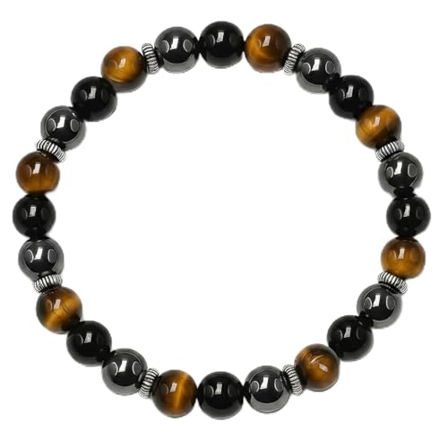 Kartini Studio Extra Strength Energy Protection Bracelet, Tiger's Eye, Hematite, Black Obsidian, and Sterling Silver Prosperity Bracelet