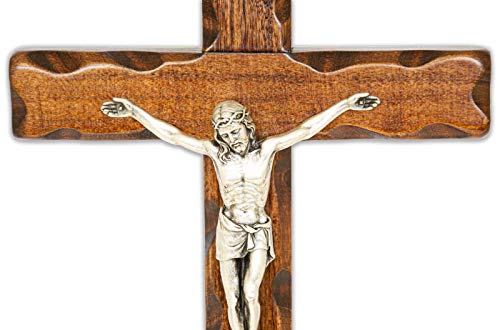 Miniatura 3 de La Balestra - Crucifijo De Madera, Cristo Chapado En Plata 999, Base De Apoyo, Fabricado En Umbria, Italia, Medidas 18,7 X 9,50 X 3 Cm
