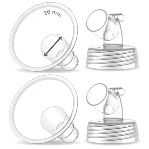 2X 36 mm Maymom Two-Piece Wide Neck Pump Parts for Spectra S1/S2 Pumps; Incl Wide Mouth Flanges; Not Original Spectra Flange