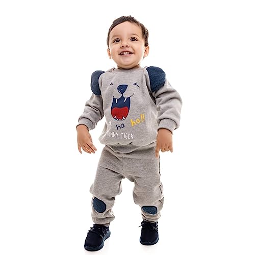 Conjunto Inverno Masculino Infantil Sem Capuz Cor:Urso Azul;Tamanho:2