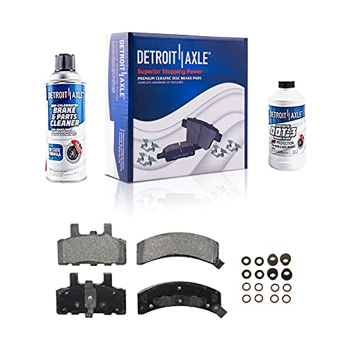 Image of Detroit Axle - Front Brake Kit for Chevy GMC Express Savana 1500 2500 C1500 C2500 K1500 K2500 Tahoe Yukon Cadillac DeVille Escalade Fleetwood Disc Brake Calipers Ceramic Brakes Pads Replacement