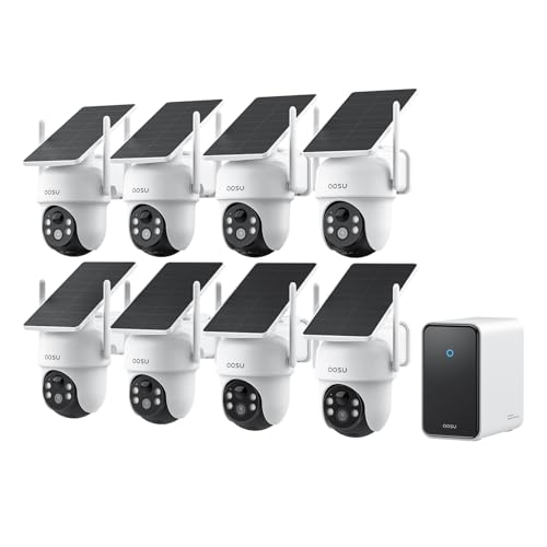 aosu D1 Classic 8-Cam Wireless Outdoor Security System, Solar Powered, 3K FullColor Night Vision, 360° PTZ, Smart AI Tracking, Local 32GB (Up to 16TB), One App Control, No Subscription Required