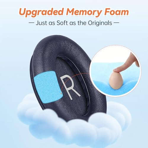 Image of Aurivor Replacement Ear Pads for Bose QuietComfort 45 35 ii (QC45 QC35) Headphones, Earpads Cushions for QC SE SC & New Quiet Comfort (Deep Bass), with Softer Foam & Protein Leather (Midnight Blue)