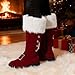 Mid Calf Boots Women Christmas Santa Claus Boots Winter Warm Fur Lined Boot Fashion Wide Calf Knee High Boot
