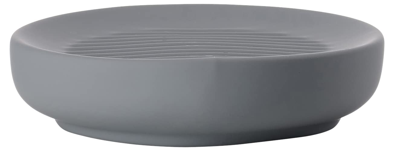 Zone Denmark Ume Stoneware Soap Dish, Soap Dish for Basin Soft Touch Coating, Diameter 12 cm, Grey