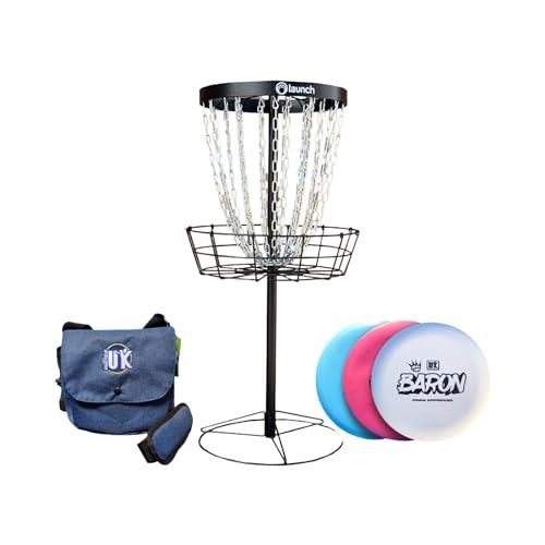 Disc Golf UK - The KEEP - DISC GOLF BASKET - PDGA APPROVED PLUS Satchel Bag and 3 Putters
