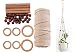 Produktbild atteryhui Meter natürliche Makramee Schnur mit 6PCS Holz Ring und 4PCS Holzstab 50 Blume Perlen für DIY Pflanzen Kleiderbügel Handwerk Stricken