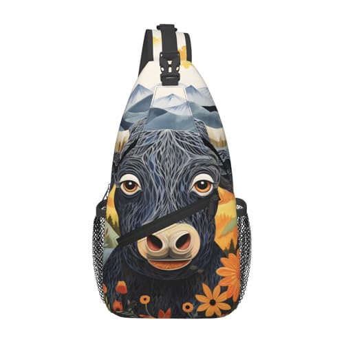 Bolso bandolera con estampado de vaca para mujer y hombre miniatura 1