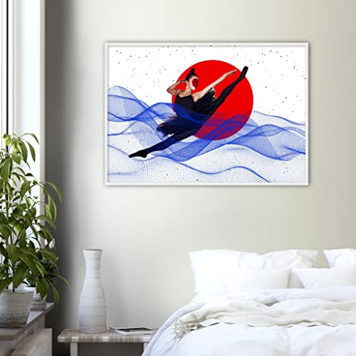 Impression d'art ballerine japonaise grand format 70x100cm blanche