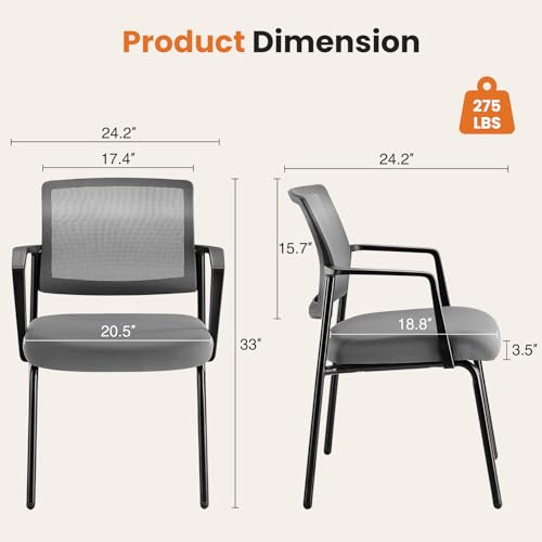 image for DUMOS Grey Stackable Arm Reception Chairs with Mesh Back and Upholster