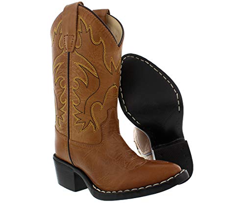 Old West Kids Boots Kid's Unisex-Child J Toe Leather Embroidered Western Boots, Tan Canyon, 8.5 Us Little #TOP1