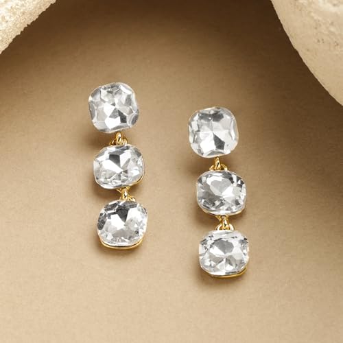 Image of Rubans Drop Earrings American Diamond Crystal Stylish Trendy Jewellery Gift for Women & Girls