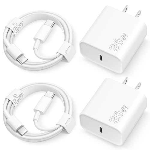 iPhone 16 15 Fast Charger, 30 W USB C Charger, Type C Charger, 2 Pieces 6 Foot Cable for iPhone 16/16 Plus/16 Pro/16 Pro Max/iPhone 15/15 Pro Max/Samsung