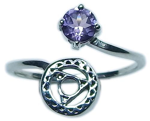 Image of 925 sterling silver amethyst ring handmade ring round faceted amethyst ring Bohemian Vintage Symbol Ring Gift For Her
