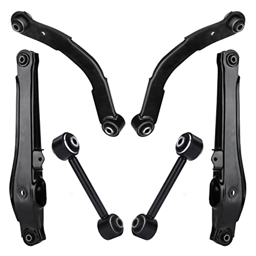 6 PCS Rear Upper Lateral & Lower Control Arms for 07-17 Jeep Compass Patriot 07-12 Dodge Caliber, Lower Rearward Lateral Toe Arms Suspension Kit K641281 K641868 K641226