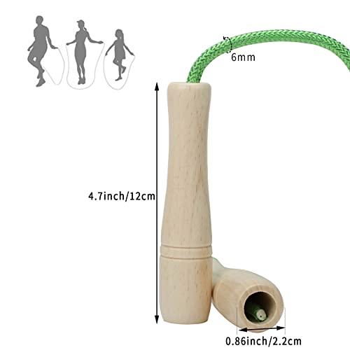Skipping Rope for Kids 2.6M Adjustable Children Jump Rope with Wooden Handle, Child Jumping Rope for Girls and Boys(Green) - Image 4