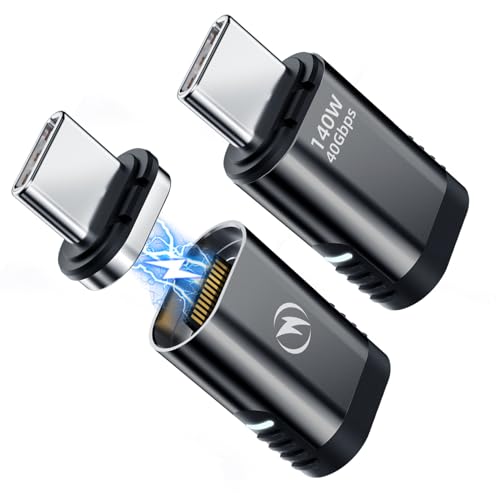 DuHeSin USB C Magnetischer Adapter (2 Stück) 24 Pin gerade mit PD 140 W Ladung USB 4 40 Gbps 8K 60Hz für Thunderbolt 3/4, MacBook Pro/Air und mehr Typ C Dekor Schraubstock