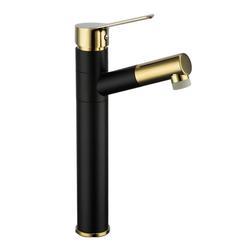 Mitigeur de lavabo avec douchette en laiton massif noir, l'élégance minimaliste pour vasque