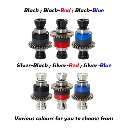 Assembled Differential 30T 0.8Mod for ARRMA 1/18 Granite GROM, Typhon GROM, 1/14 Mojave GROM, 1/12 Losi AWD RC Racecar, RC Front & Rear Universal Upgraded Metal Differential 2Pcs (Black/Black) — view 5