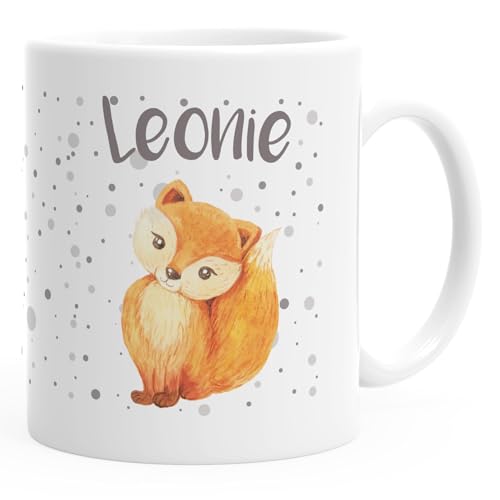 SpecialMe® Kindertasse Kunststoff Fuchs Füchsin personalisierte Namenstasse für Kinder Mädchen Weiss Kunstoff-Tasse