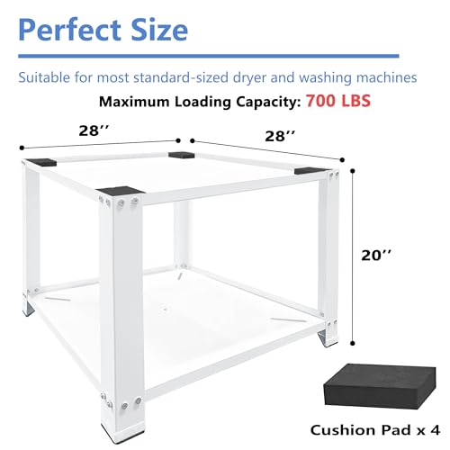 Royxen Laundry Pedestal 20" Height Universal Fit 700lbs Capacity, Washing Machine Base Stand Dryer Base Platform Heavy Duty, 28“ Wide (White) - Thumbnail 3