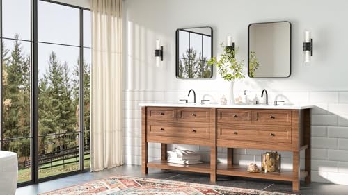 TETOTE Black Mirror 16 x 20 Matte Black Metal Framed Bathroom Mirror, Tempered Glass, Modern Farmhouse Wall Mounted Mirror for Decorative(Horizontal/Vertical) by TETOTE - Used condition - Image 8