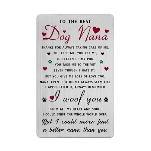 Richesele Dog Nana Gifts for Woman - Christmas, Birthday Gift from Dogs to Nana - Laser Engraved Stainless Steel Wallet Card for Puppy Grandma