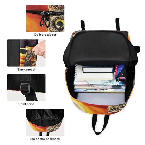 Backpack Lunch Bag Set Fantasy Owl Print, Big Storage Travel Backpacks with Insulated Lunch Box for Office Hiking Picnic3