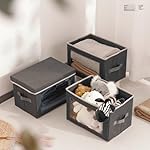 Storage Bins with Lids - Fabric Storage Boxes with Lids, Collapsible Storage Bins with Window, Decorative Closet Organizers and Storage for Clothes, Towels, Books, 3 Packs, Grey - Image 5