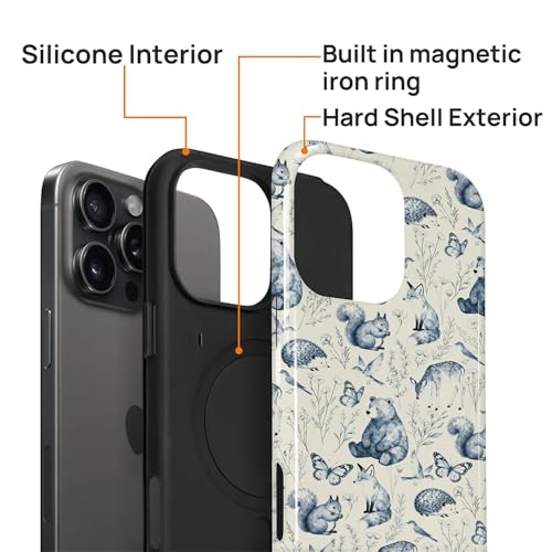 casesok for iPhone 16 Pro Case,Compatible with MagSafe,Dual-Layer Hard Shell + Silicone Cover,Full Body Protection Shockproof Case for iPhone 16 Pro-Watercolor Forest Deer Fox Bear by casesok - Used condition - Image 3